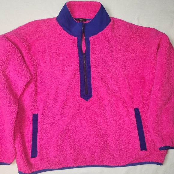 J Crew Superplush Sherpa Fleece Half-zip Pullover Shirt Women's Size Large Pink - Picture 9 of 9